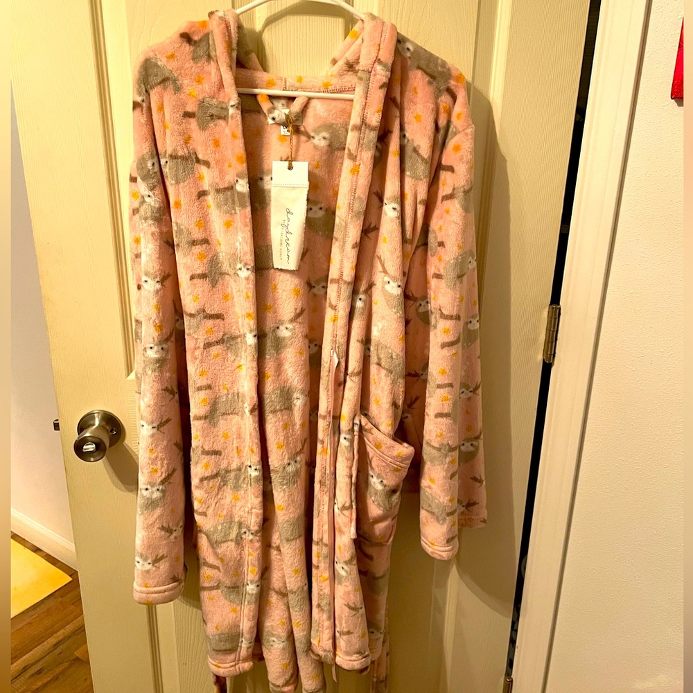 Adorable hooded SLOTH bathrobe
